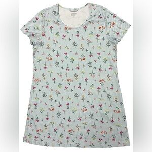 Lands End Dress Size Med (10-12) House Shirt Midi Comfort Blue Gingham Floral